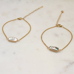 Baroque Pearl Bracelet, Gold Dipped Pearl (1B18)