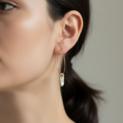 Gold Dipped Keshi Pearl Dangles(1E10b)