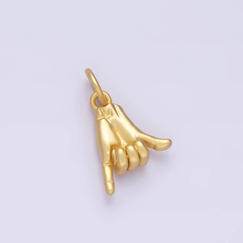 14K Gold Filled Hand Gesture Shaka "Love" ASL Rock On Add-On Charm | AC-1375