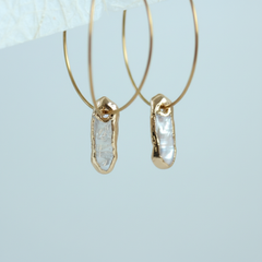 Gold Dipped Keshi Pearl Dangles(1E10b)