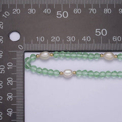Pearl with Green Glass Beaded Necklace, Green Faceted Rondell Beads Necklace | WA-593 Clearance Pricing