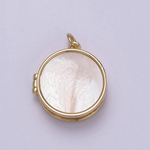 Pearl Locket Charm Necklace 14k Gold Filled Round Locket for Photo Necklace • Pearl Jewelry Supply W-192