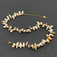 Conch & Pearl & Stainless Steel Beads Beaded Choker - FGS