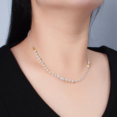 Handmade Clear Quartz Beaded Chain Necklace with Freshwater Pearl 15.15 inch | WA2585