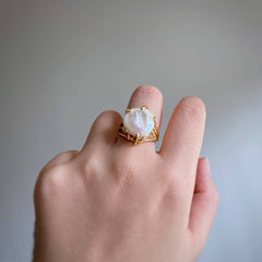 Organic Baroque Pearl Statement Ring (1R06b)