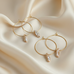 Gold Dipped Keshi Pearl Dangles(1E10b)