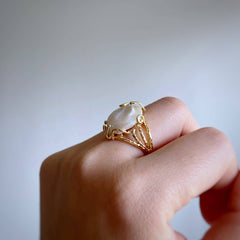 Organic Baroque Pearl Statement Ring (1R06b)