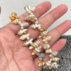 Conch & Pearl & Stainless Steel Beads Beaded Choker - FGS