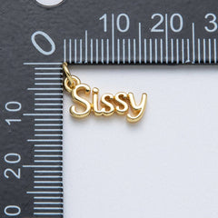 14K Gold Filled 16mm Sister "Sissy" Minimalist Script Charm | Charms-00031