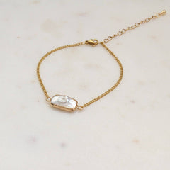 Baroque Pearl Bracelet, Gold Dipped Pearl (1B18)