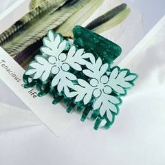Floral Leaf Print Acetate Hair Claw Clip