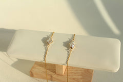 Gold Dipped Baroque Pearl Bracelet & Necklace (1S06a): Pistachio Gold Pearl / Bracelet & Necklace Set (S)