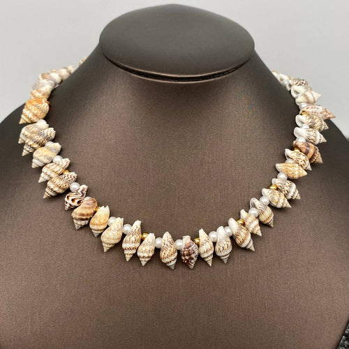 Conch & Pearl & Stainless Steel Beads Beaded Choker - FGS