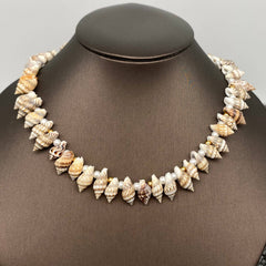 Conch & Pearl & Stainless Steel Beads Beaded Choker - FGS