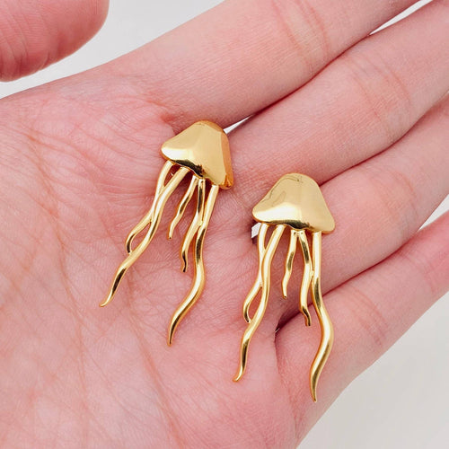 Jellyfish Earrings - 18K Gold Plated Stainless Steel - FGS