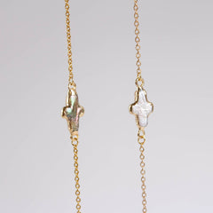Gold Dipped Baroque Pearl Bracelet & Necklace (1S06a): White Pearl / Bracelet & Necklace Set (S)
