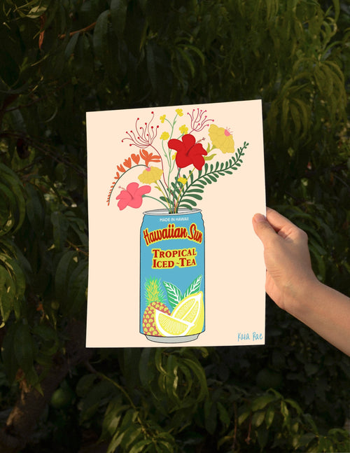 Tropical Iced Tea Hawaiian Sun With Flowers Art Print