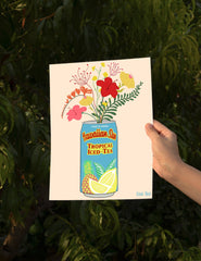 Tropical Iced Tea Hawaiian Sun With Flowers Art Print