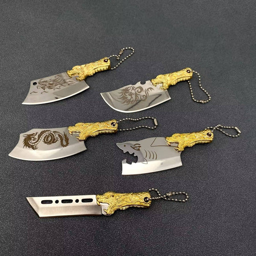 Dragon Head Handle Mini S.Steel Knife with Protective Sleeve