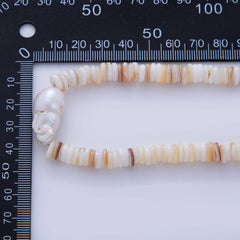 16K Gold Filled Freshwater Pearl Heishi Shell Rhondelle Gemstone 16.5 Inch Handmade Necklace | WA-1260