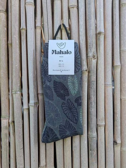 OLD STYLE * SALE * - Kalo Taro Leaf Socks - Hawaiian Print