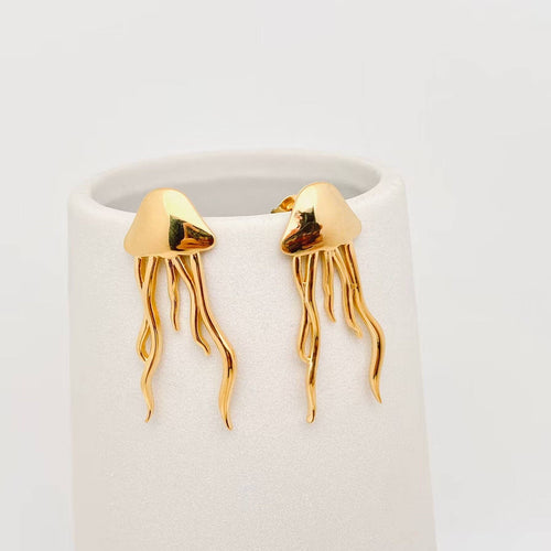 Jellyfish Earrings - 18K Gold Plated Stainless Steel - FGS
