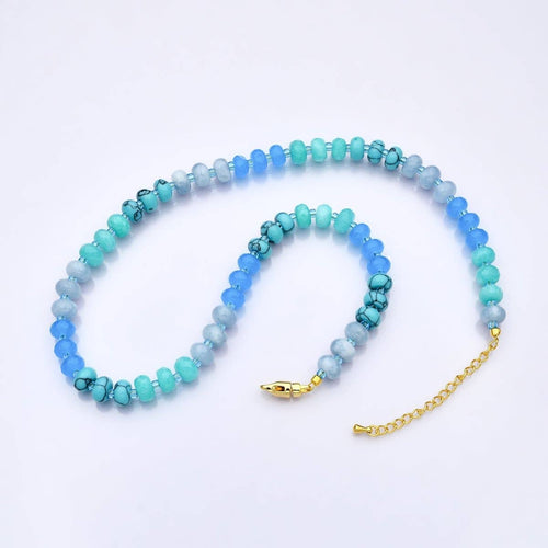 18K Gold Filled Blue Gradient Gemstone 18 Inch Necklace | WA-3307