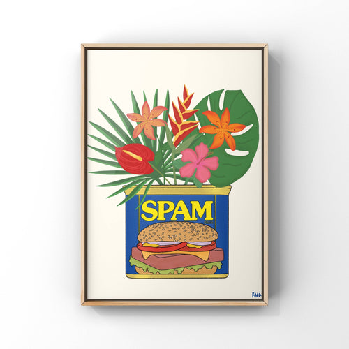 Spam Can Tropical Flower Vase Art Print