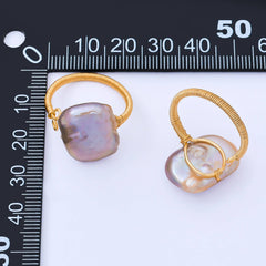 24K Gold Filled Baroque Freshwater Pearl Twisted Statement Solitaire Ring | O1643 O1650