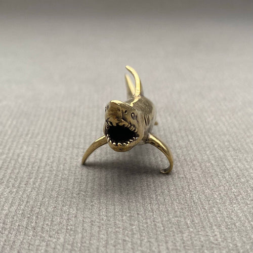 Brass Open Mouth Shark Crafts Desktop Ornaments Decoration