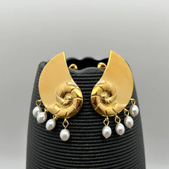 Pearl Tassel 18K Gold Plated SSConch Post Earrings - FGS