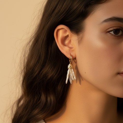 Statement Biwa Pearl Dangle Earrings (1C41)
