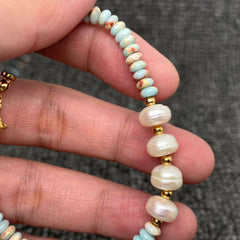 Stone & Pearl Beaded Bracelet | 18k golden SS - FGS/CS
