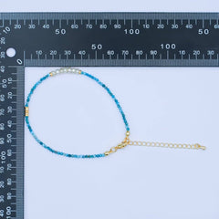 24K Gold Filled Shell Pearl Blue Aquamarine Gemstone 8 Inch Bracelet | WA-2880