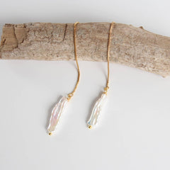 Long Pearl Threader, Biwa Pearl Jewelry (1E13a)