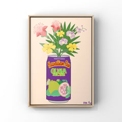Hawaiian Sun Guava Nectar Juice Can with Tropical Flowers