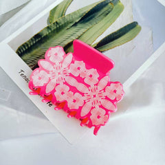 Floral Leaf Print Acetate Hair Claw Clip