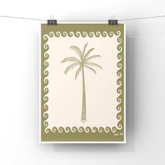 Palm Tree Art Print, Hand Illustrated, Tropical, Coastal