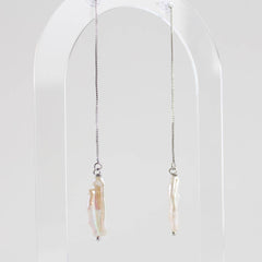 Long Pearl Threader, Biwa Pearl Jewelry (1E13a)