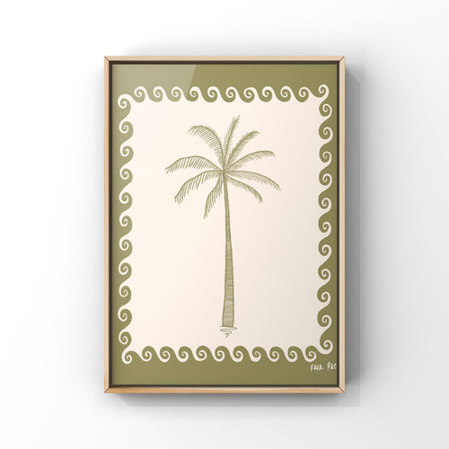 Palm Tree Art Print, Hand Illustrated, Tropical, Coastal